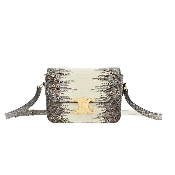 Celine Teen Triomphe Shoulder Bag Lizard Natural - Picture 1 of 6